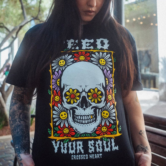 Feed Your Soul | Tattoo Inspired Skull Graphic T-Shirt
