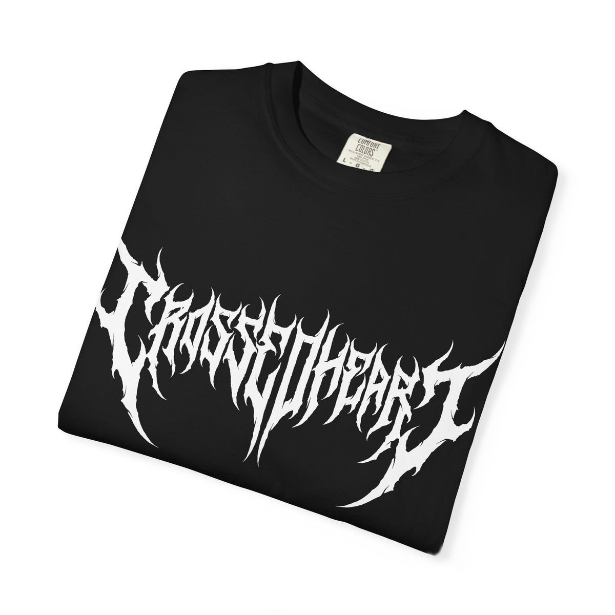 Crossed Heart Metal Logo | Gothic Heavy Metal Style Graphic T-Shirt