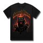 Black alternative streetwear t-shirt featuring flaming three-headed hellhound graphic with gothic Dogs of War design by Crossed Heart Clothing
