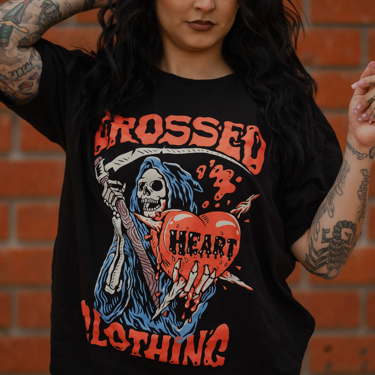 Reaper | Grim Reaper Goth Inspired Heart Graphic T-Shirt