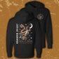 black love all trust few hoodie showing front chest logo and snake dagger graphic back print streetwear pullover hoodie full design