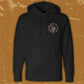 black love all trust few hoodie with small snake and dagger chest graphic streetwear pullover hoodie front view