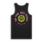 Pop Punk Goes Reggae PPGR emblem tank top featuring circular lightning logo graphic on black alternative streetwear tank by Crossed Heart Clothing